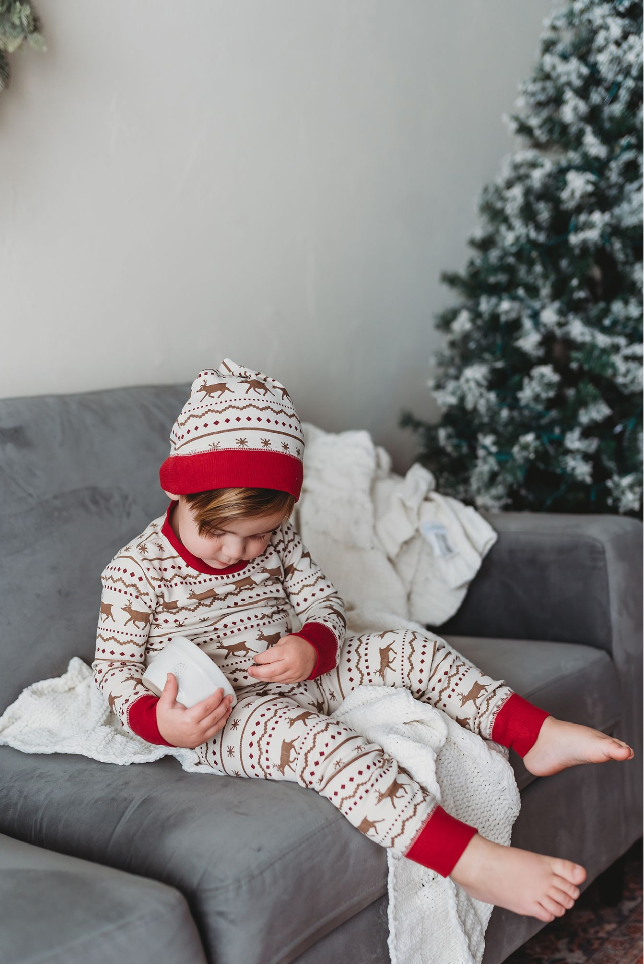 Kids' Organic Holiday PJ & Cap Set