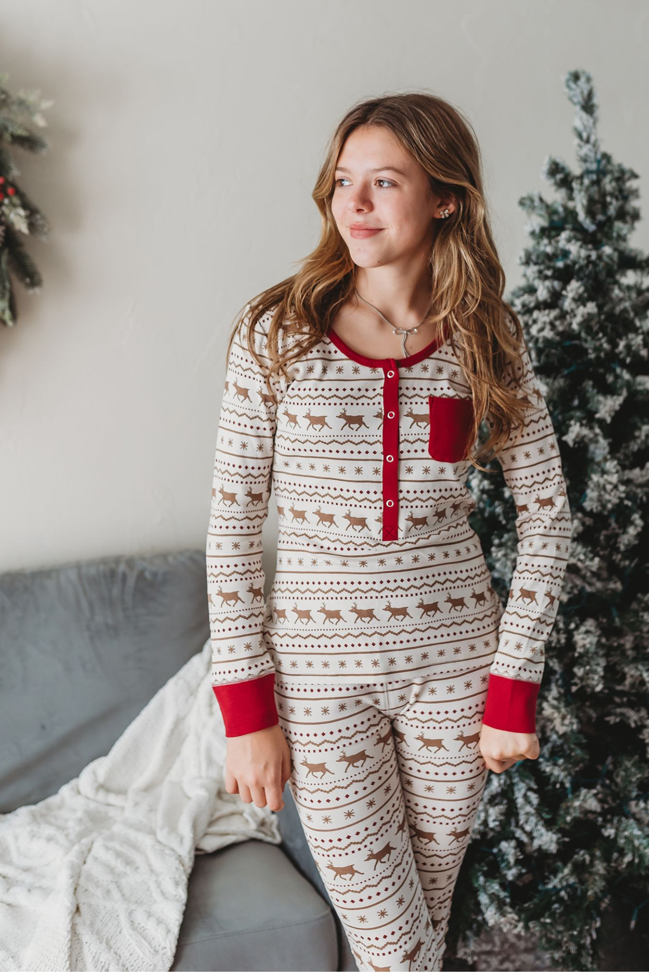 Women's Organic Holiday 2-Pc Lounge Set with Cap