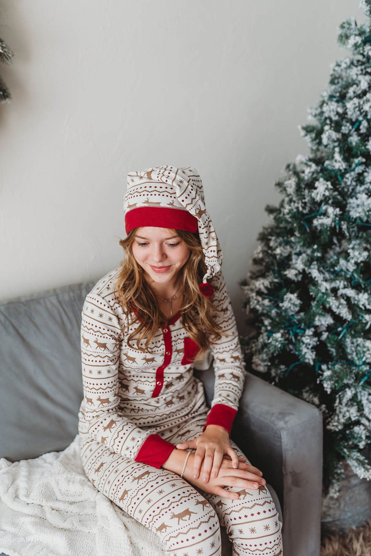 Women's Organic Holiday 2-Pc Lounge Set with Cap