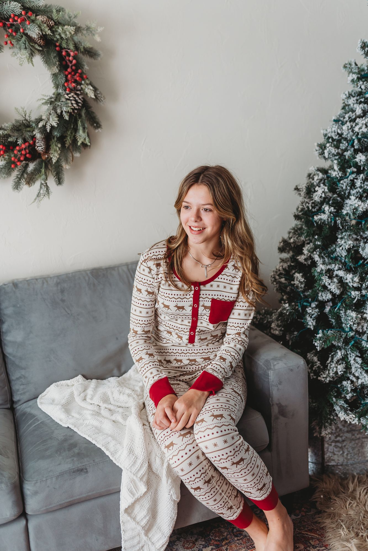 Women's Organic Holiday 2-Pc Lounge Set with Cap