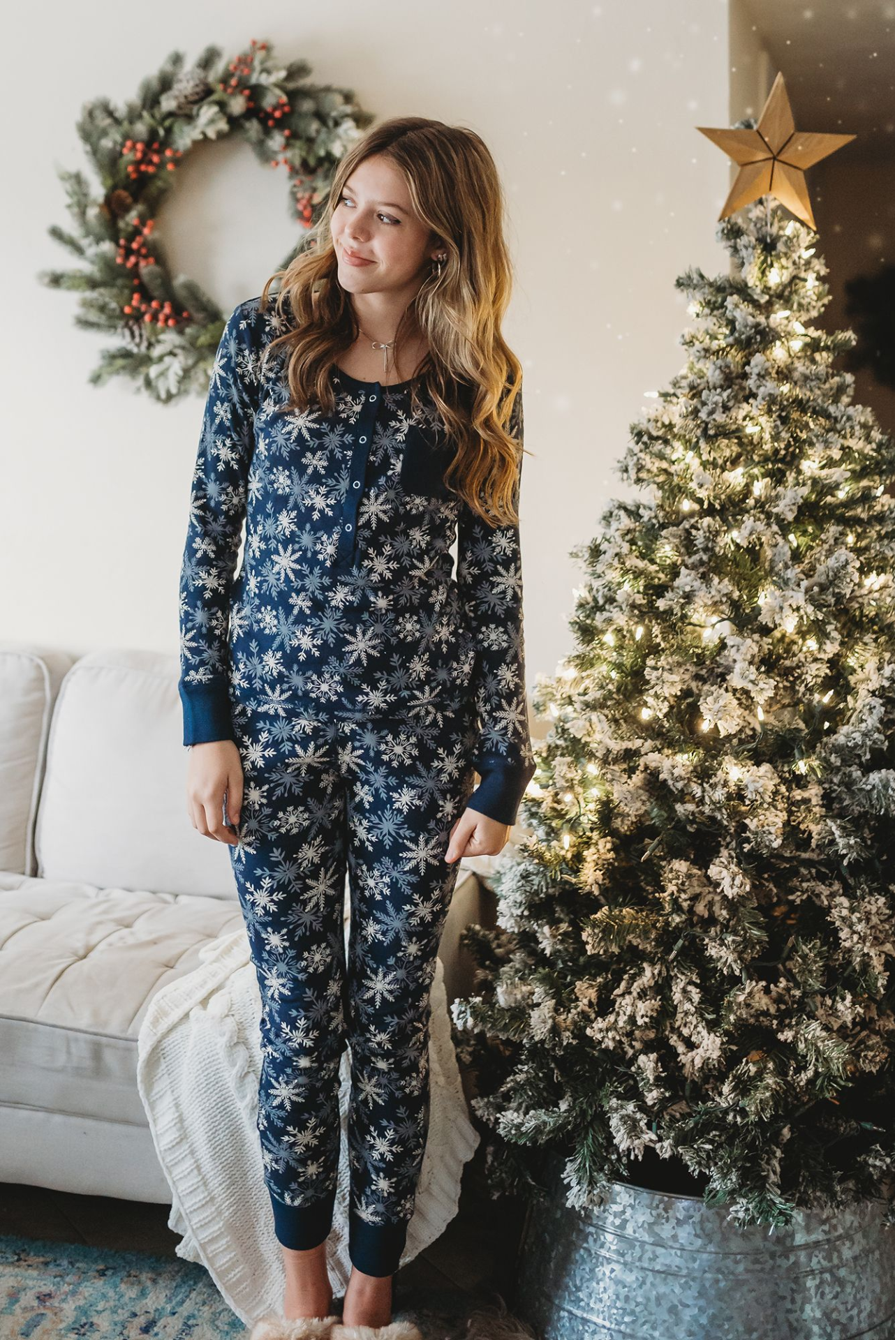 Women's Organic Holiday 2-Pc Lounge Set with Cap