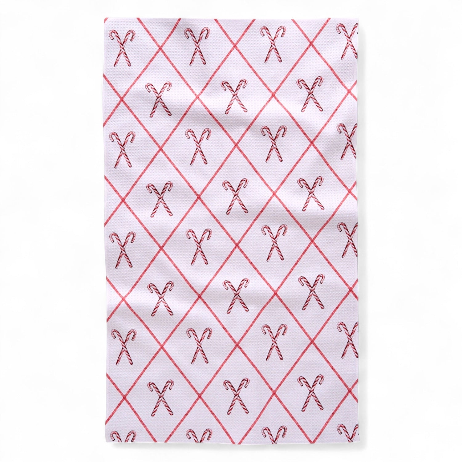Festive Candy Canes Geometry Tea Towel