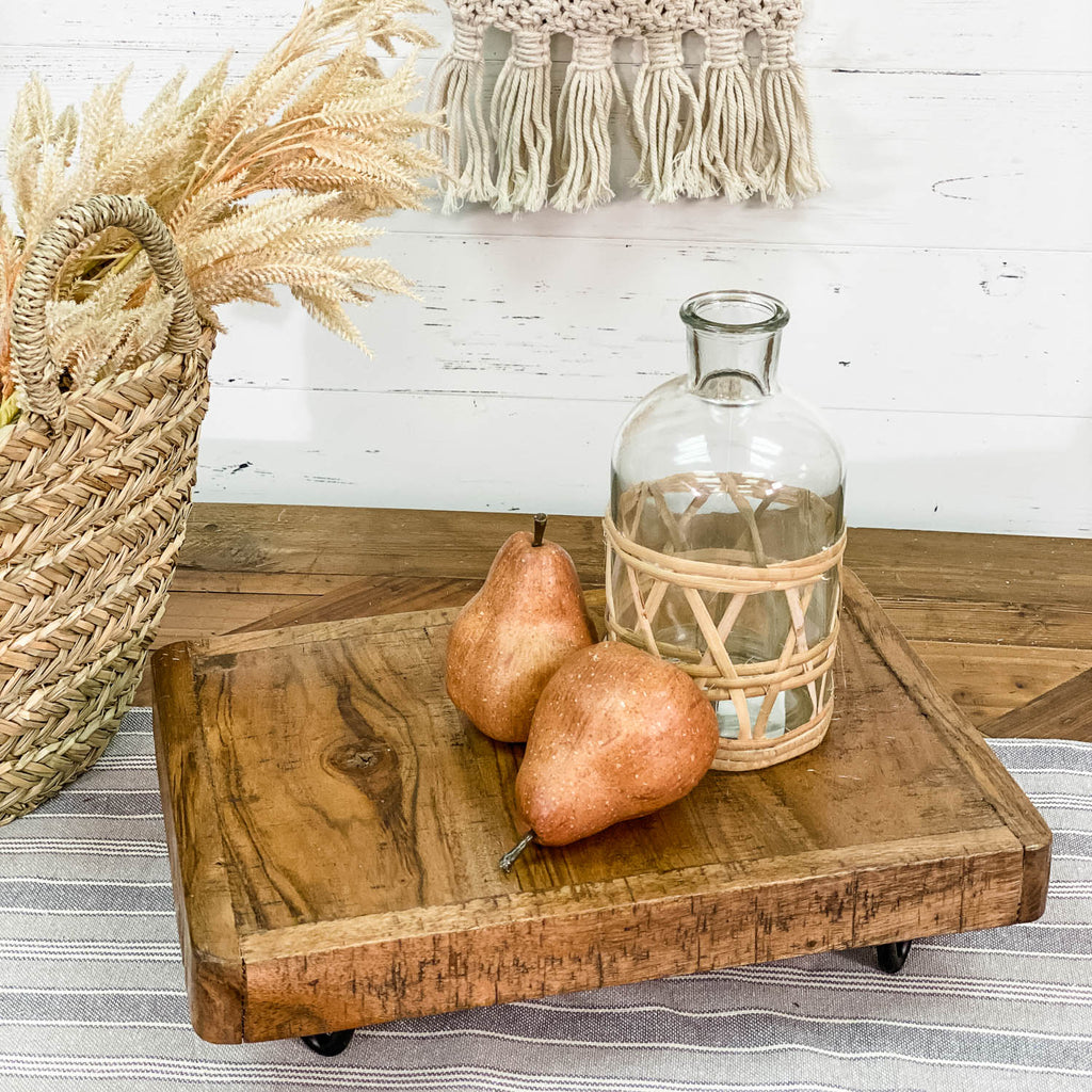 Wood Tabletop Riser with Metal Hairpin Legs - Modern Rustic Pedestal
