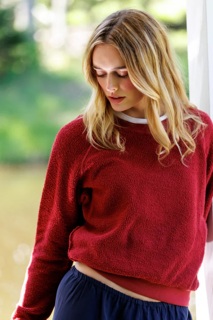 ziggy - inside out fleece long sleeve shrunken crewneck sweatshirt