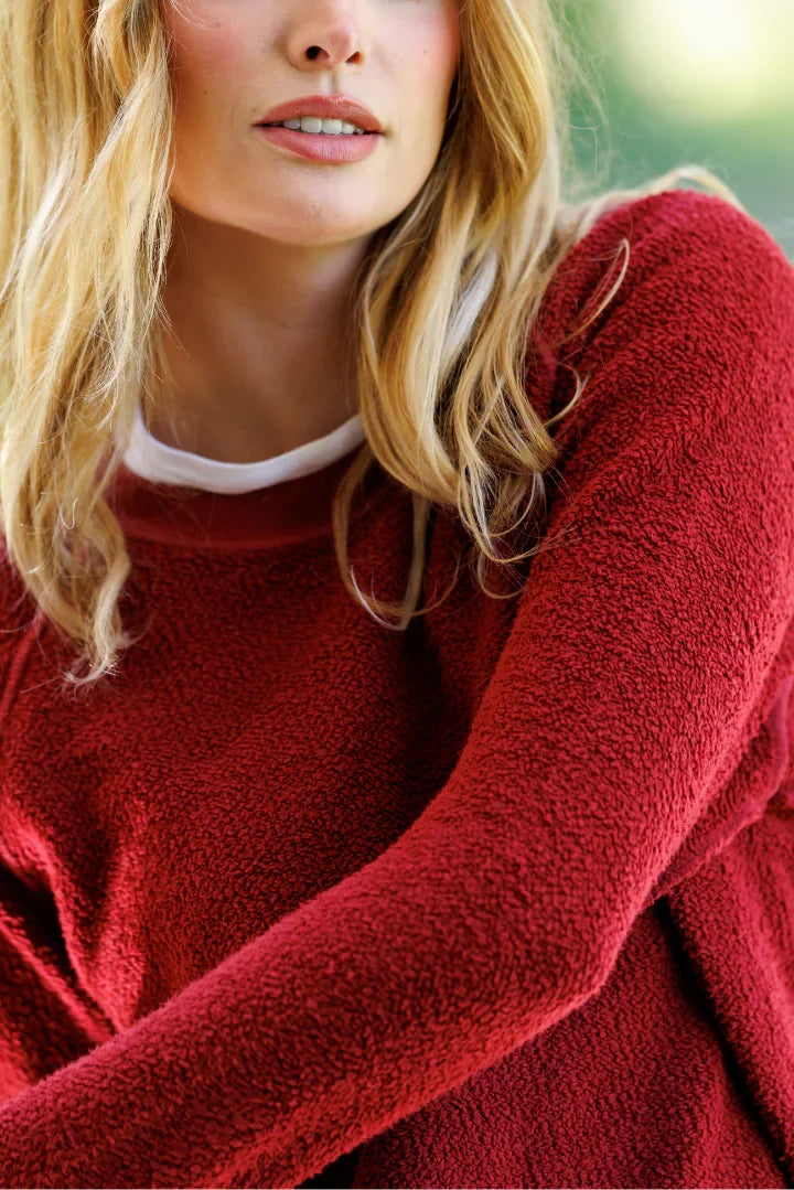 ziggy - inside out fleece long sleeve shrunken crewneck sweatshirt