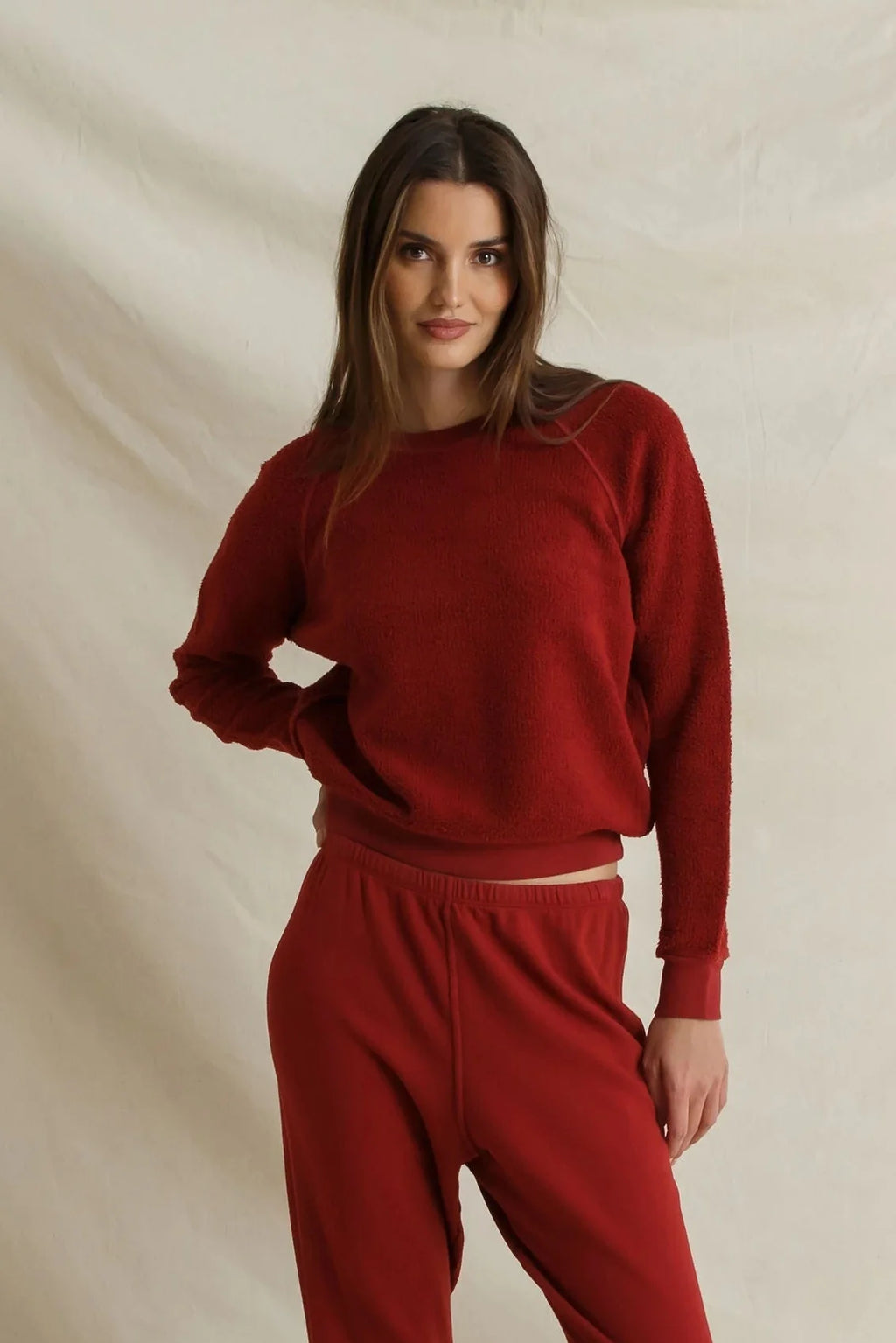 ziggy - inside out fleece long sleeve shrunken crewneck sweatshirt