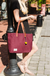 R. Riveter Wilson Cabernet + Brown Leather Tote