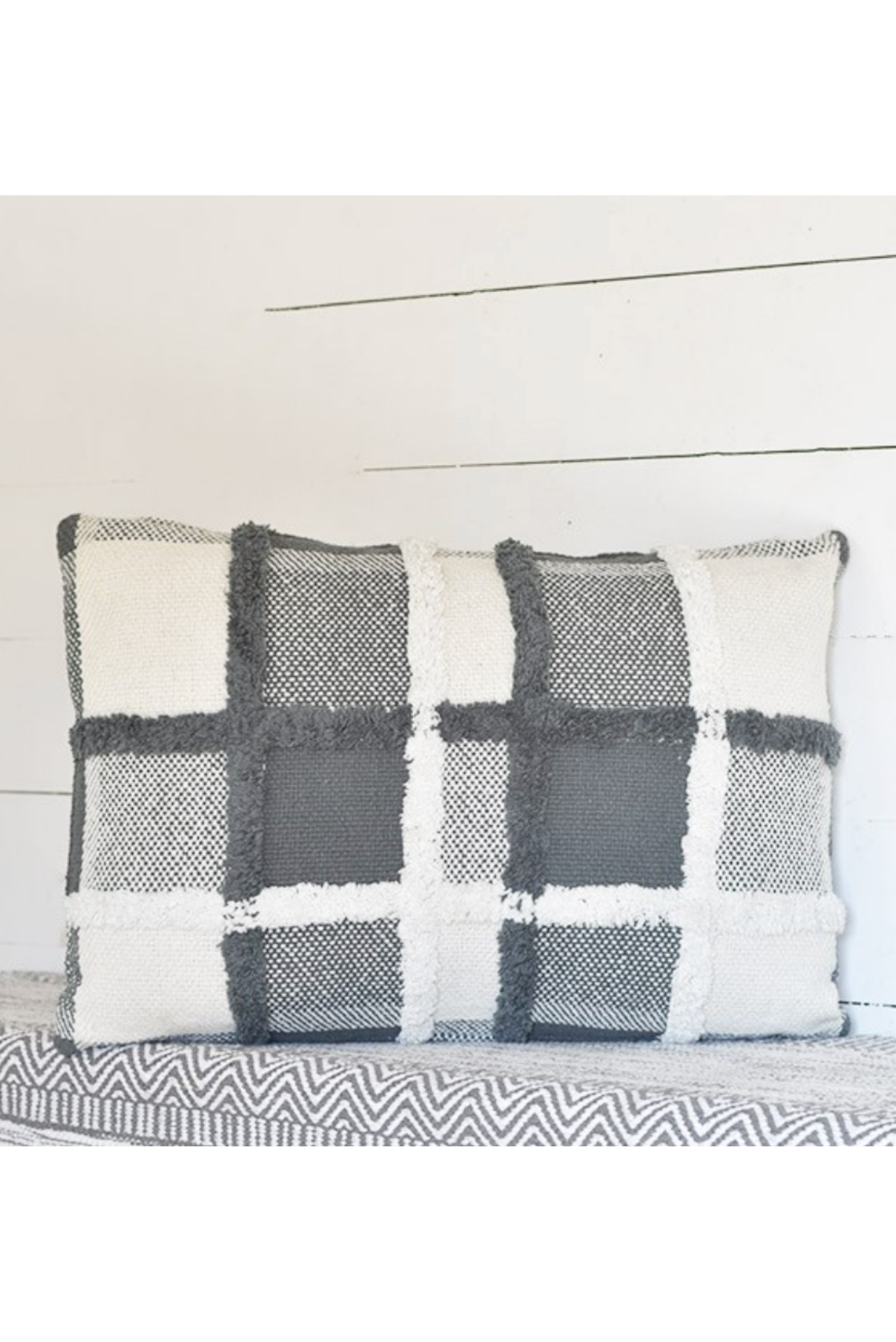 Grey/White Check Pillow