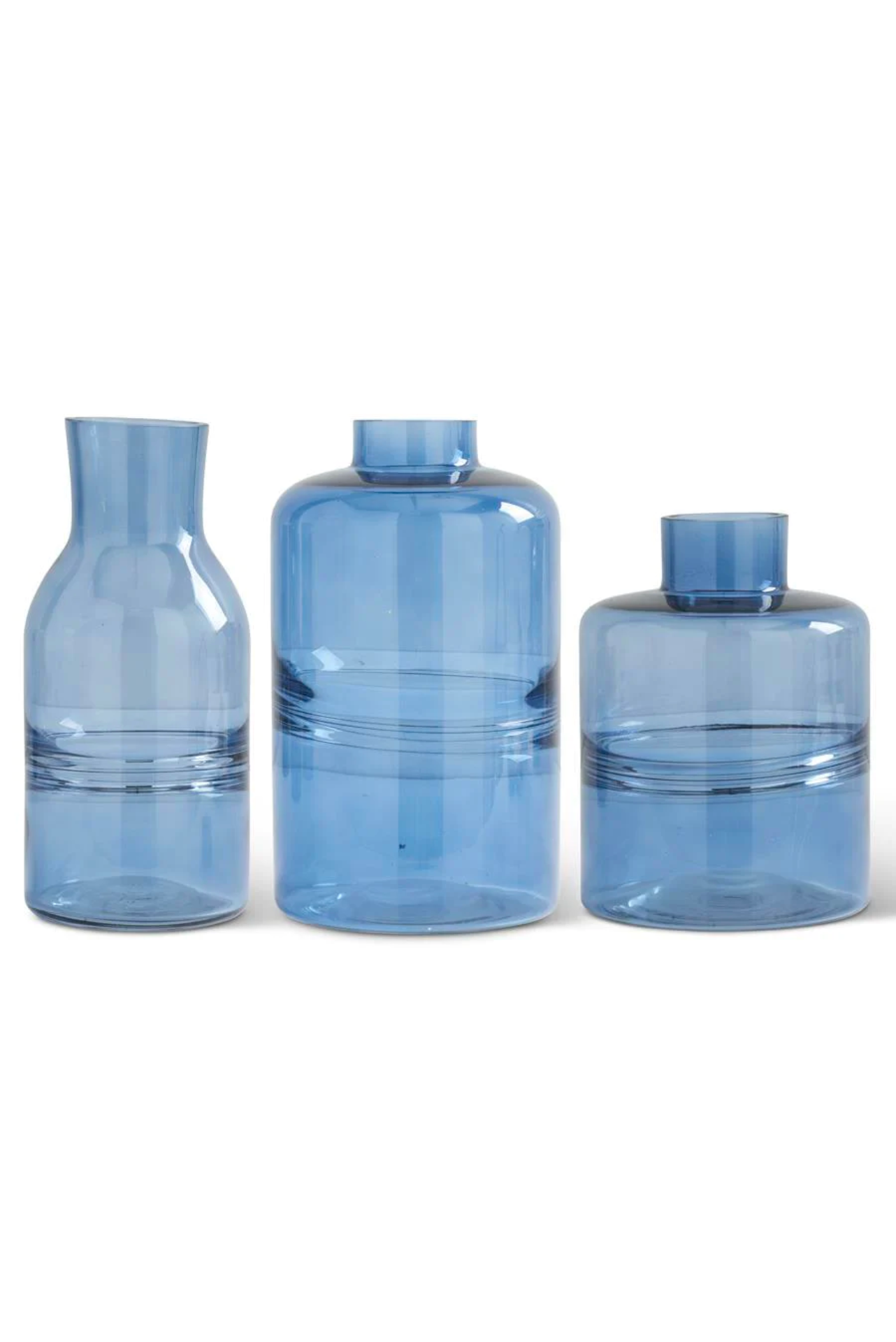 Blue Glass Tapered Neck Vases